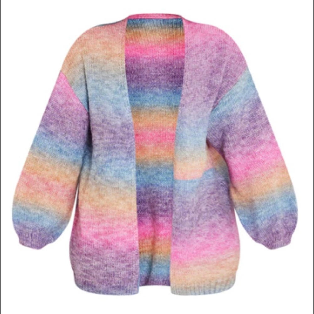NWT PRETTYLITTLETHING MULTI OMBRÉ KNITTED CARDIGAN
